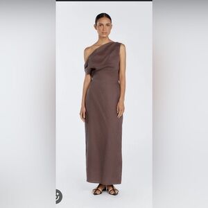 DISSH CASS CHOC LINEN ASYM DRESS